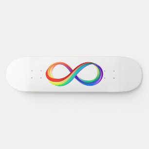 Oneindigheidssymbool van de regenboog in lagen skateboard