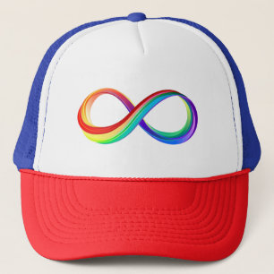 Oneindigheidssymbool van de regenboog in lagen trucker pet