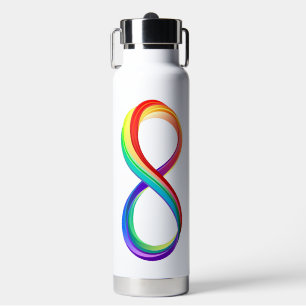 Oneindigheidssymbool van de regenboog in lagen waterfles