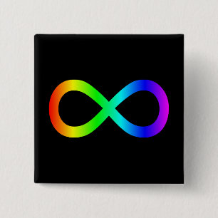 Oneindigheidssymbool van de regenboog vierkante button 5,1 cm