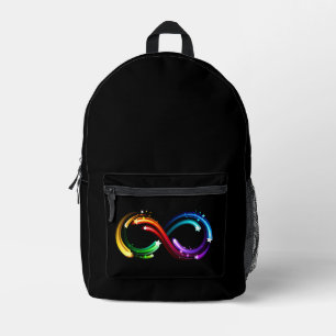 Oneindigheidssymbool van regenboogkometen bedrukte rugzak