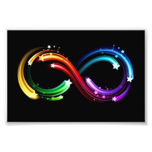Oneindigheidssymbool van regenboogkometen foto afdruk