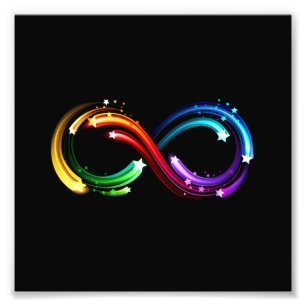 Oneindigheidssymbool van regenboogkometen foto afdruk