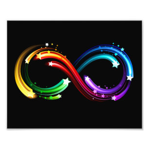 Oneindigheidssymbool van regenboogkometen foto afdruk