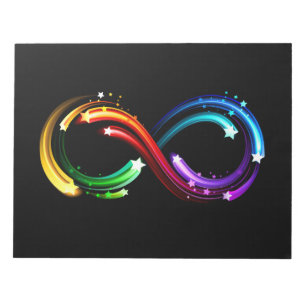 Oneindigheidssymbool van regenboogkometen notitieblok