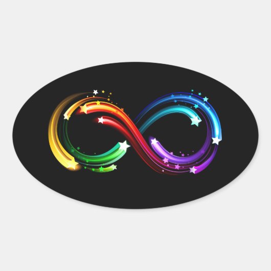 Oneindigheidssymbool van regenboogkometen ovale sticker (Voorkant)