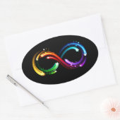 Oneindigheidssymbool van regenboogkometen ovale sticker (Envelop)