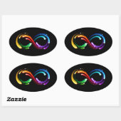Oneindigheidssymbool van regenboogkometen ovale sticker (Vel)