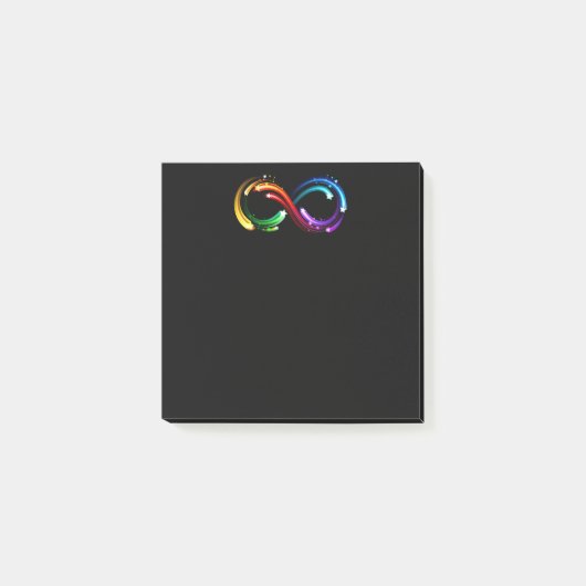 Oneindigheidssymbool van regenboogkometen post-it® notes (Voorkant)