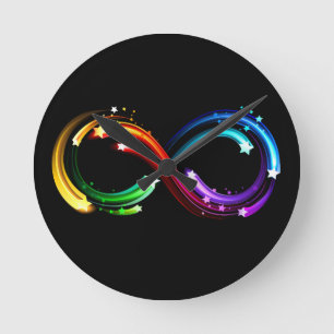 Oneindigheidssymbool van regenboogkometen ronde klok