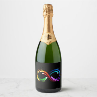 Oneindigheidssymbool van regenboogkometen sparkling wijnetiket