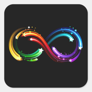 Oneindigheidssymbool van regenboogkometen vierkante sticker