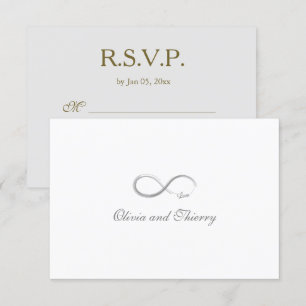 Oneindigheidsteken Uniek Grijs Goud Wit Trouw RSVP Kaart