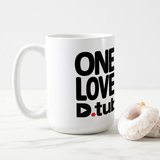 OneLoveDTube Large Text & Heart Koffiemok (Met donut)