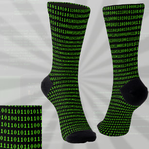 Ones en Zeroes Codering Green on Black Programmers Sokken