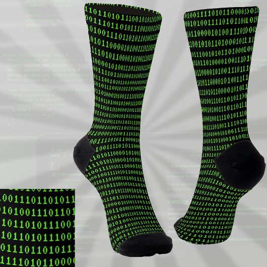 Ones en Zeroes Codering Green on Black Programmers Sokken