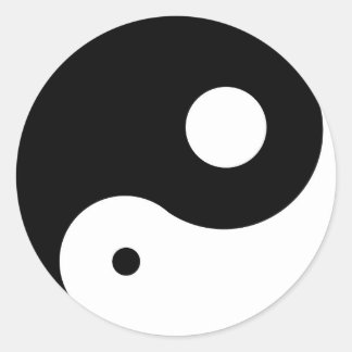onevenwichtig yin yang symbool ronde sticker