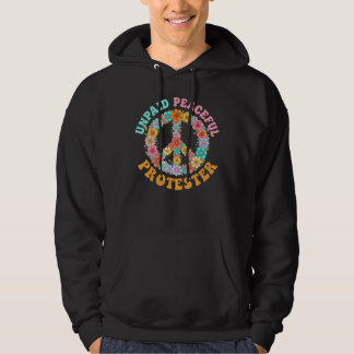 Ongebetald Vreedzaam Protest Bloemig Vredesteken Hoodie