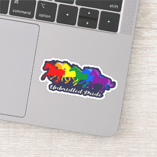Ongebreidelde trots - LGBTQ+ Regenboog galopperend Sticker