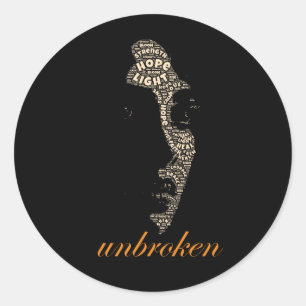 Ongebroken Vrouw Inspirerend Woord Kunst T-Shirt Ronde Sticker