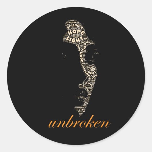 Ongebroken Vrouw Typography Ronde Sticker (Voorkant)