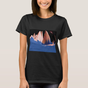 Ongebruikelijk gekleurde verre maan met gekartelde t-shirt