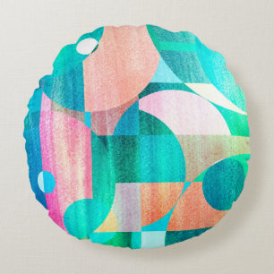 ongebruikelijk helder kleurrijk abstract patroon rond kussen