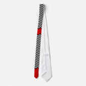 Ongebruikelijk rood wit en zwart Chevron Zig Zag Stropdas (Achterkant)