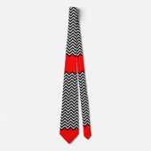 Ongebruikelijk rood wit en zwart Chevron Zig Zag Stropdas (Voorkant)