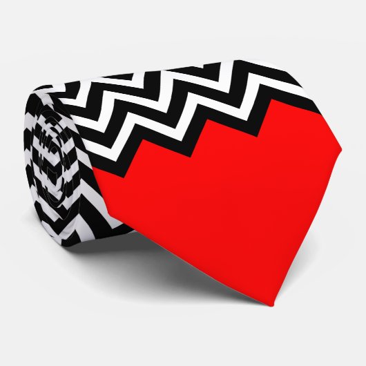 Ongebruikelijk rood wit en zwart Chevron Zig Zag Stropdas (Opgerold)