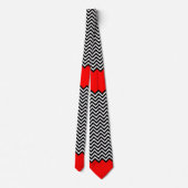 Ongebruikelijk rood wit en zwart Chevron Zig Zag Stropdas (Achterkant)