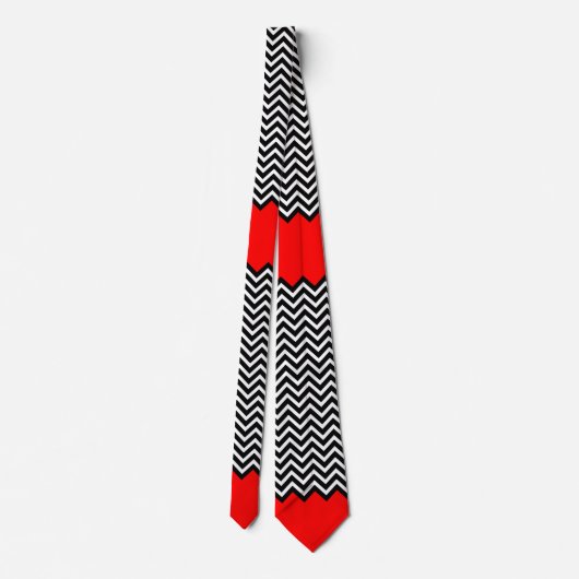 Ongebruikelijk rood wit en zwart Chevron Zig Zag Stropdas (Achterkant)