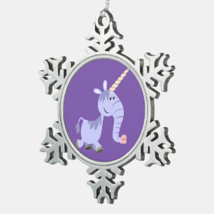 Ongebruikelijke Cartoon Unicorn Pewter Ornament