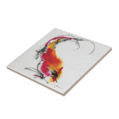 Ongebruikelijke Rooster. Calligrafie en waterverf. Tegeltje (Zijkant)