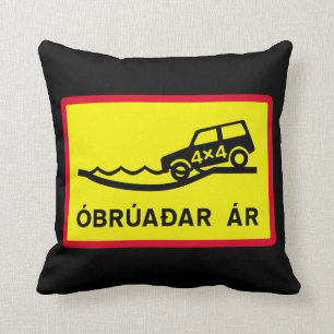 Ongebruste rivier, verkeersbord, IJsland Kussen