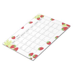 Ongedateerde Minimale Aardbei Maandelijkse Planner Notitieblok
