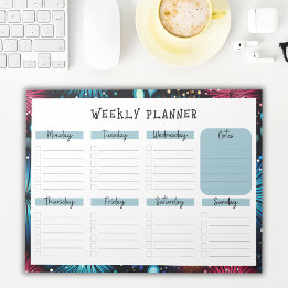 Ongedateerde weekplanner met vuurwerk rand notitieblok