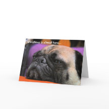 Ongehoorzame Pug Kerstkaart