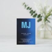 Ongekend blauw verticaal monogram visitekaartje (Staand voorkant)