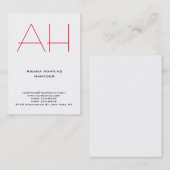 Ongekend, gewoon wit monogram visitekaartje (Voorkant / Achterkant)