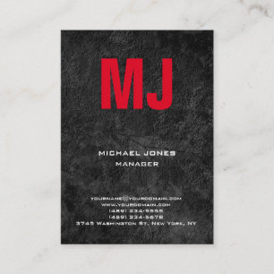 Ongekend grijs, groot rood monogram visitekaartje