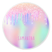 Ongekleurd glitter druppelt meisje keramische knop (Voorkant)