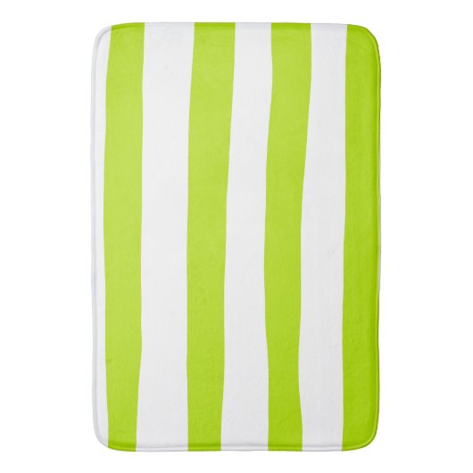 Ongelijke strepen in Lime Groen en Wit Badmat (Voorkant Verticaal)