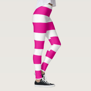 Ongelijke strepen in magenta en wit leggings