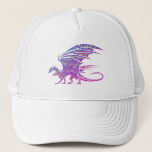 Ongelofelijke Mozaïek Dragon Paarse Accent Canvas  Trucker Pet