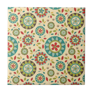 Ongelofelijke Retro Floral Abstract Tegeltje
