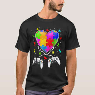 Ongelofelijke videogame Heart Autism Awareness Gam T-shirt