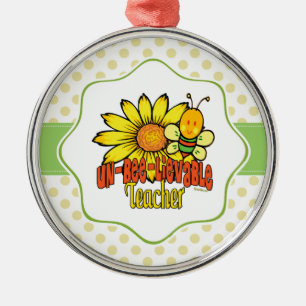 Ongelooflijk leraar met zonnebloemen en bijen metalen ornament