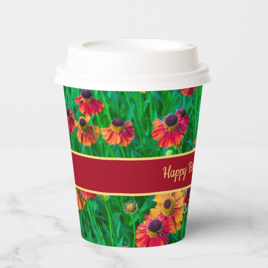 Ongelooflijk vrolijk rood en geel helenium papieren bekers (Voorkant)