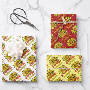 Ongelooflijke kleindochter Zonnebloemen en bijen Inpakpapier Vel